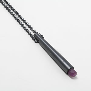 Talisman Necklace in Black Sterling Silver with Ruby M