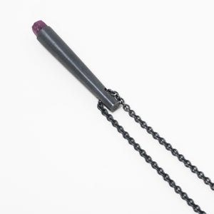 Talisman Necklace in Black Sterling Silver with Ruby M