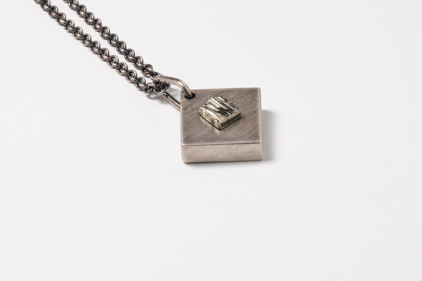 Talisman Necklace in Matted Sterling Silver with Pyrite