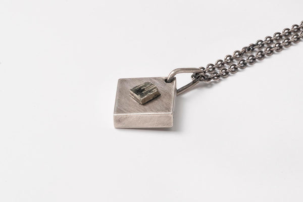 Talisman Necklace in Matted Sterling Silver with Pyrite
