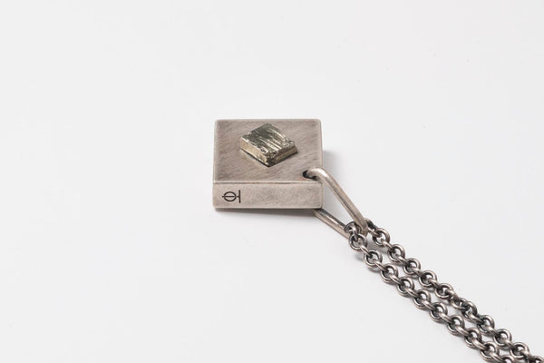 Talisman Necklace in Matted Sterling Silver with Pyrite