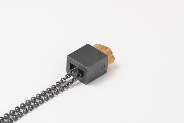 Talisman Necklace in Black Sterling Silver with Imperial Topaz