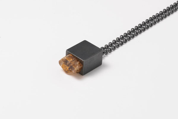 Talisman Necklace in Black Sterling Silver with Imperial Topaz