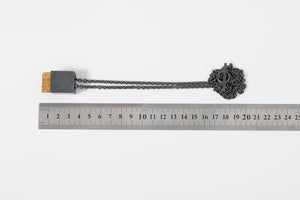 Talisman Necklace in Black Sterling Silver with Imperial Topaz