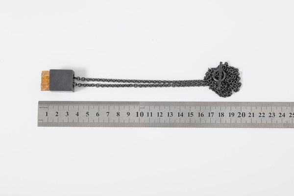 Talisman Necklace in Black Sterling Silver with Imperial Topaz