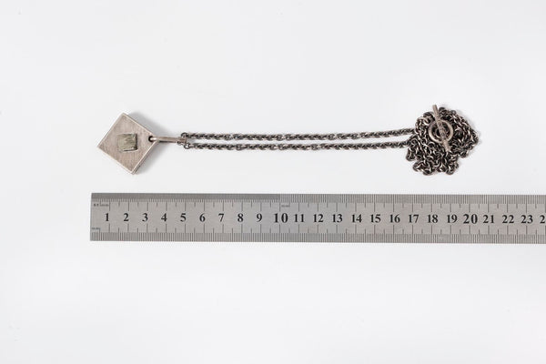 Talisman Necklace in Matted Sterling Silver with Pyrite