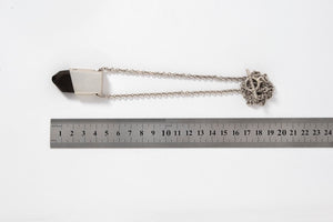 Matted Sterling Silver Talisman Necklace with Smoky Quartz