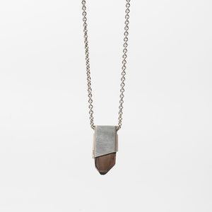 Matted Sterling Silver Talisman Necklace with Smoky Quartz
