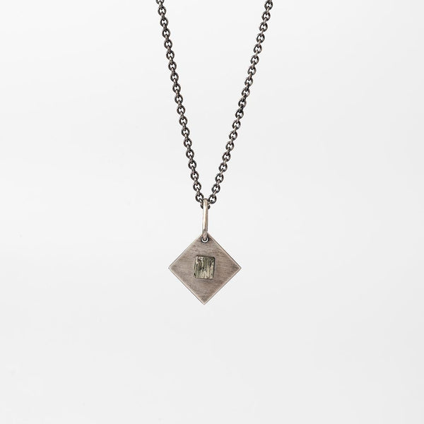 Talisman Necklace in Matted Sterling Silver with Pyrite