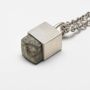 Talisman Necklace in Matted Sterling Silver with Pyrite