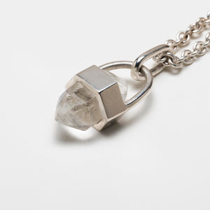 Talisman Necklace in Polished Sterling Silver with Double Terminated Quartz