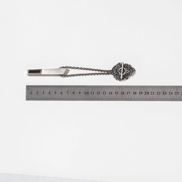 Sterling Silver Talisman Necklace with Verdelite Pendant Shown Next to Ruler
