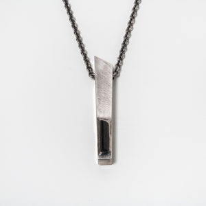Modern Talisman Necklace in Sterling Silver with Verdelite Gemstone