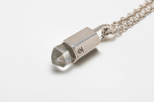 Talisman Necklace in Polished Sterling Silver with Quartz