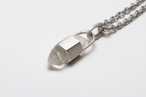Talisman Necklace in Matted Sterling Silver with Double Terminated Quartz