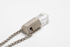 Talisman Necklace in Matted Sterling Silver with Quartz