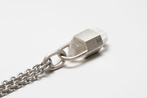 Talisman Necklace in Matted Sterling Silver with Double Terminated Quartz