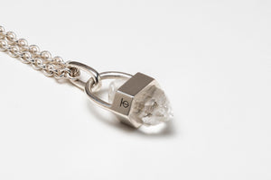 Talisman Necklace in Polished Sterling Silver with Double Terminated Quartz