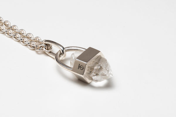 Talisman Necklace in Polished Sterling Silver with Double Terminated Quartz