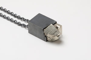 Talisman Necklace in Black Sterling Silver with Pyrite