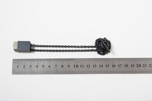 Matte black pyrite pendant with ruler scale
