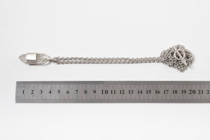 Talisman Necklace in Matted Sterling Silver with Double Terminated Quartz