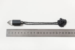 Black silver quartz pendant with ruler scale