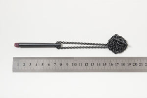 Black silver ruby pendant with ruler scale