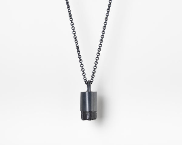 TALISMAN NECKLACE IN BLACK STERLING SILVER WITH BLACK TOURMALINE