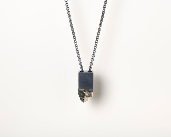 Talisman Necklace in Black Sterling Silver with Pyrite