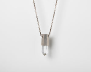 Talisman Necklace in Matted Sterling Silver with Quartz