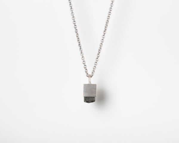 TALISMAN NECKLACE IN MATTED STERLING SILVER WITH PYRITE