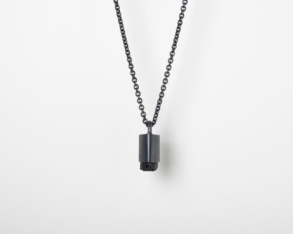 Talisman Necklace in Black Sterling Silver with Black Tourmaline