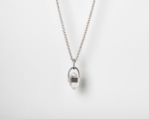 Talisman Necklace in Polished Sterling Silver with Double Terminated Quartz