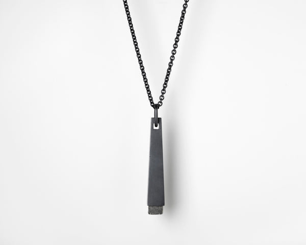 TALISMAN NECKLACE IN BLACK STERLING SILVER WITH PYRITE