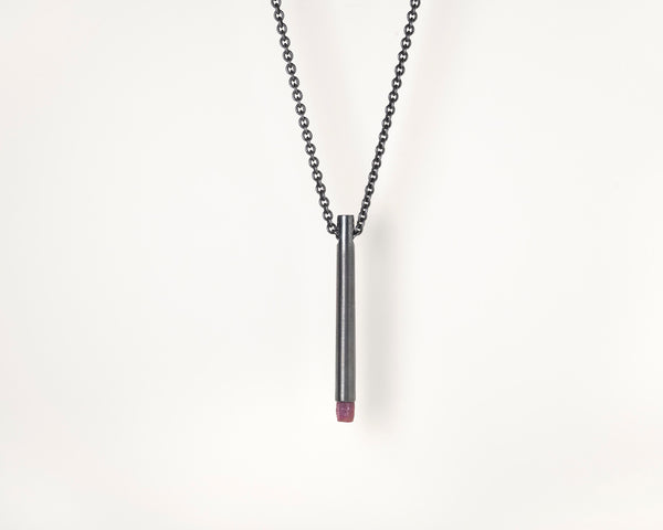 Talisman Necklace in Black Sterling Silver with Ruby