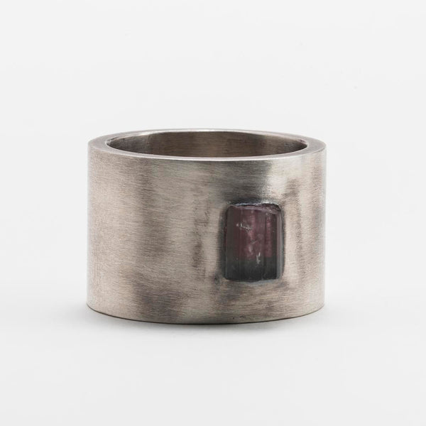 Ring in Gray Sterling Silver with Watermelon Tourmaline