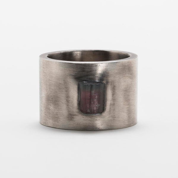 Ring in Gray Sterling Silver with Watermelon Tourmaline