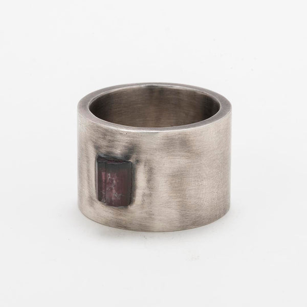 Ring in Gray Sterling Silver with Watermelon Tourmaline